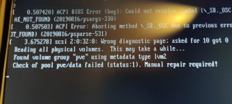 SOLVED] - Check of pool pve/data failed (status:1) manual repair